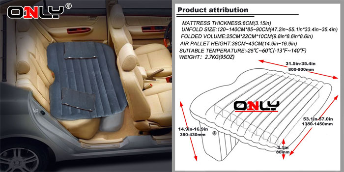 Car Camping Bed and Measurements Diagram