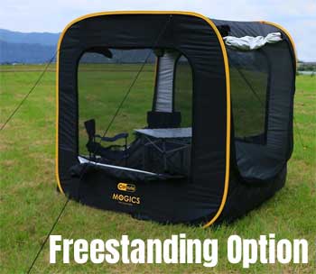 Use the Carsule Cube Tent as a Freestanding Shade Structure or Attach to Hatchback of Car