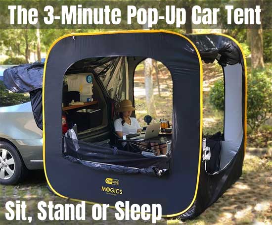 3-Minute Carsule Cube Pop-Up Car Tent - Sit, Stand or Sleep