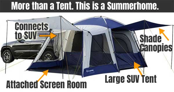 KingCamp Tents for SUVs with Attached Screen Room, Shade Canopies and More